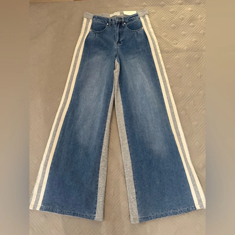 Blue Flare Jeans with White Stripes doble face pants - Picture 7 of 13